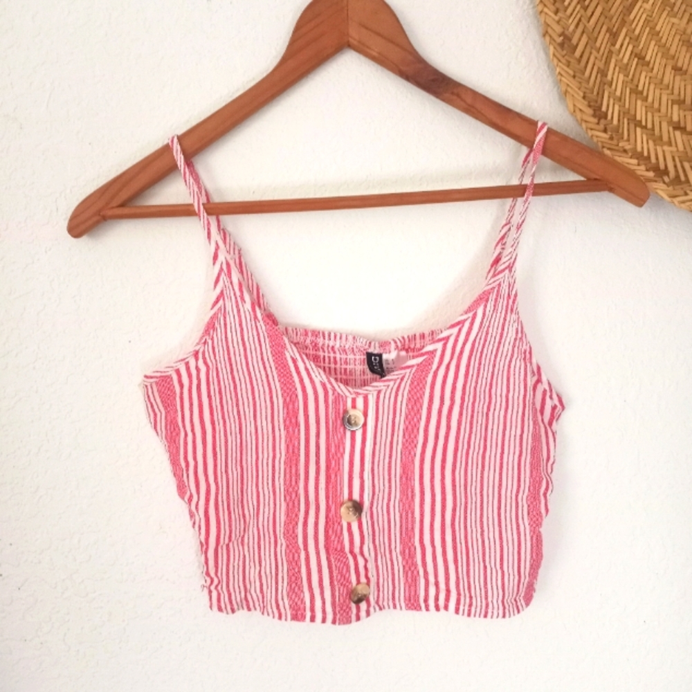 Divided H&M Red/White Striped Crop Top Sz 0